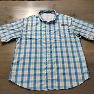Columbia PFG Short Sleeve Shirt Mens L  Multi Plaid Fishing Omni Shade Vented
